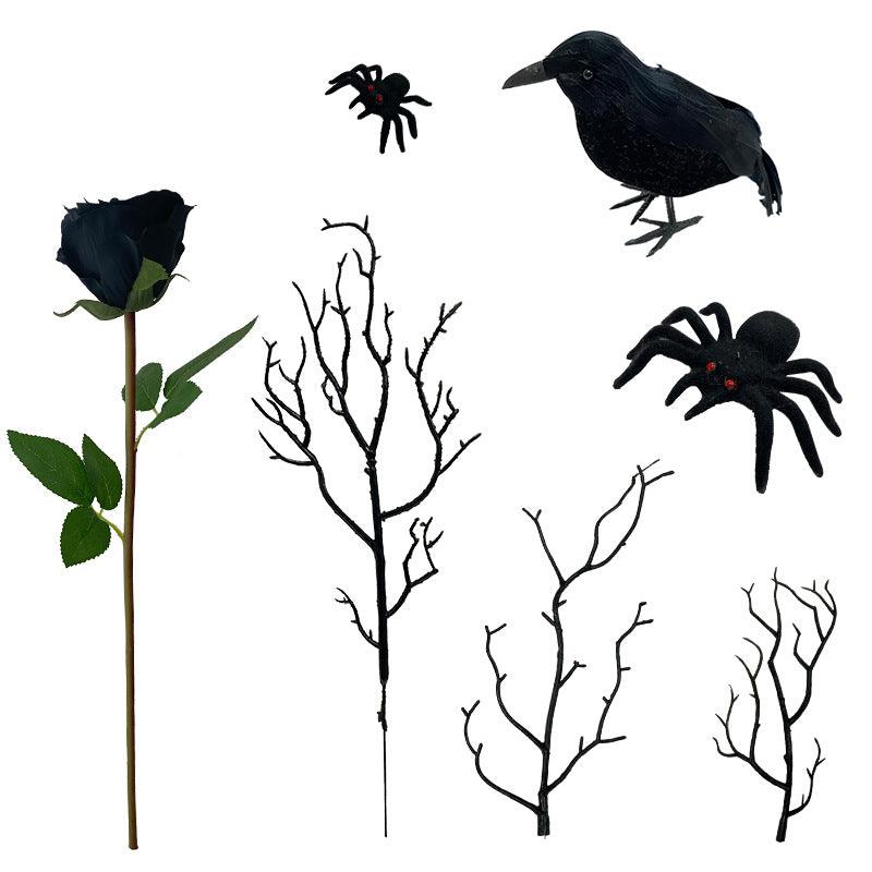 Simulated animal and plant accessories Halloween scene layout